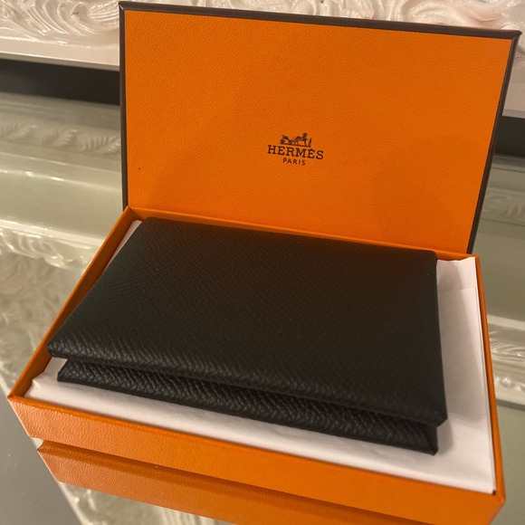 ❌SOLD❌Brand New Authentic Hermes Calvi Card Holder Wallet Epsom Calfskin Leather - Picture 2 of 7